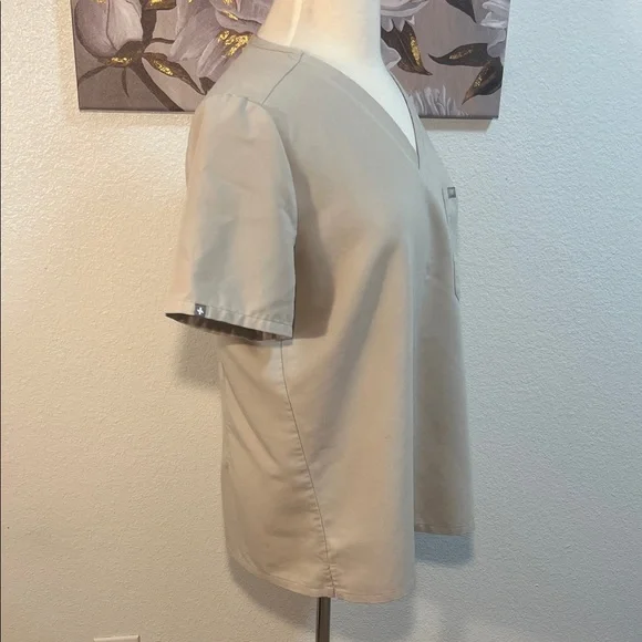 Figs Women's V-Neck Catarina Medical Scrub Top in Khaki - Picture 6 of 10